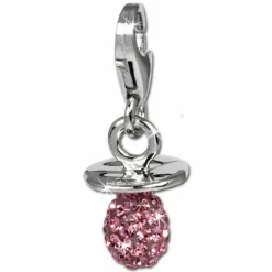 SilberDream Glitzer Charm Nuckel rosa Zirkonia Kristalle GSC502A