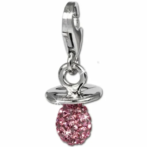 SilberDream Glitzer Charm Nuckel rosa Zirkonia Kristalle GSC502A