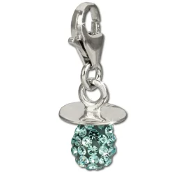 SilberDream Glitzer Charm Nuckel hellblau Zirkonia Kristalle GSC502H