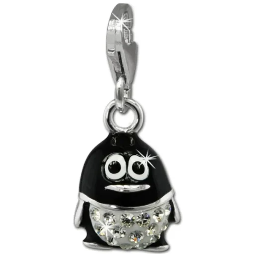SilberDream Glitzer Charm Pinguin Zirkonia Kristalle 925 Anhänger GSC542S