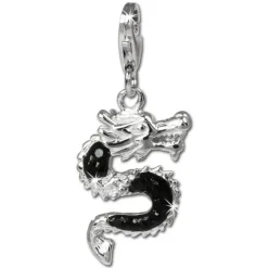 SilberDream Glitzer Charm Drache schwarz Zirkonia 925 Silber GSC524S