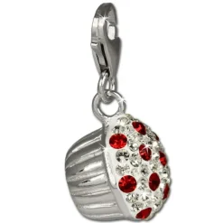 SilberDream Glitzer Charm Muffin rote Zirkonia Kristalle 925er GSC526R