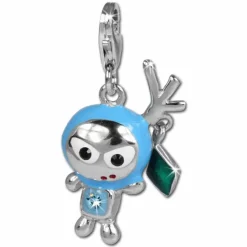 SilberDream Glitzer Charm SpaceBodo blau Zirkonia Kristall 925 GSC527H