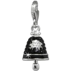 SilberDream Glitzer Charm Glocke schwarz Zirkonia Kristalle GSC575S