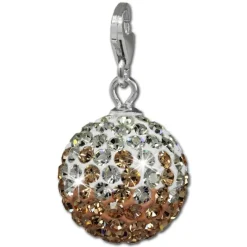 SilberDream Glitzer Charm Kugel rose/weiß Zirkonias GSC219N