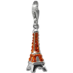 SilberDream Glitzer Charm Eiffelturm orange Zirkonia Kristalle GSC562O