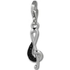 SilberDream Glitzer Charm Notenschlüssel schwarz Zirkonia Kristalle GSC578S
