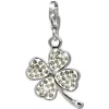 SilberDream Glitzer Charm Kleeblatt weiß Zirkonia Kristalle GSC513W