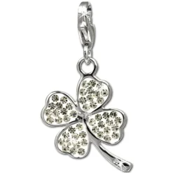 SilberDream Glitzer Charm Kleeblatt weiß Zirkonia Kristalle GSC513W