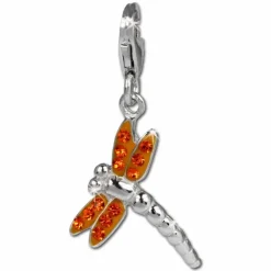 SilberDream Glitzer Charm Libelle orange Zirkonia Kristalle GSC534O