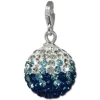 SilberDream Glitzer Charm Kugel blau/weiß Zirkonias GSC219B