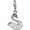 SilberDream Glitzer Charm Schwan weiß Zirkonia Kristalle GSC523W