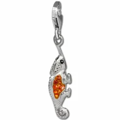 SilberDream Glitzer Charm Leguan orange Zirkonia Kristalle 925 GSC535O