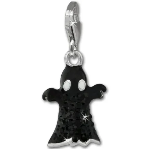 SilberDream Glitzer Charm Gespenst schwarz Zirkonia Kristalle GSC584S