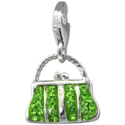 SilberDream Glitzer Charm Tasche groß hellgrün Zirkonia Kristalle GSC559L