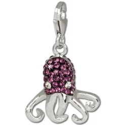 SilberDream Glitzer Charm Krake lila Zirkonia Kristalle 925 GSC517V