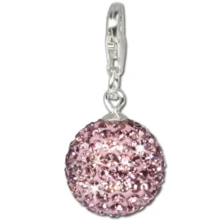 SilberDream Glitzer Charm Kugel flieder Zirkonias GSC204