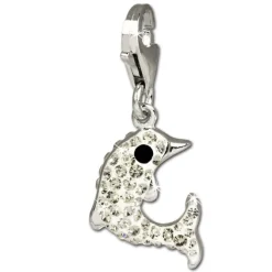 SilberDream Glitzer Charm Delfin weiß Zirkonia Kristalle 925 GSC516W