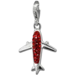 SilberDream Glitzer Charm Flugzeug rot Zirkonia Kristalle GSC561R