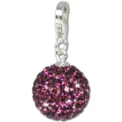 SilberDream Glitzer Charm Kugel lila Zirkonias GSC203