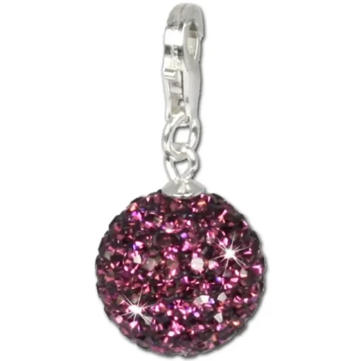 SilberDream Glitzer Charm Kugel lila Zirkonias GSC203