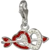 SilberDream Glitzer Charm Doppelherz rot Zirkonia Kristalle GSC503R
