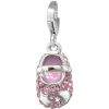 SilberDream Glitzer Charm Babyschuh rosa Zirkonia Kristalle GSC554A