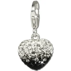 SilberDream Glitzer Charm Herz Zirkonias schwarz ICE GSC006