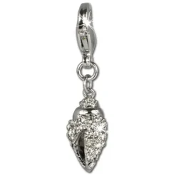 SilberDream Glitzer Charm Muschel Zirkonias weiss GSC202