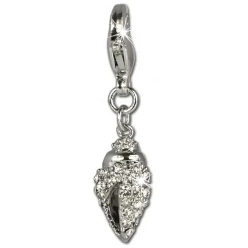 SilberDream Glitzer Charm Muschel Zirkonias weiss GSC202