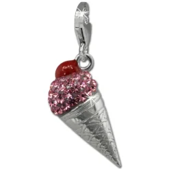 SilberDream Glitzer Charm Eistüte rosa Zirkonia Kristalle Anhänger GSC567A