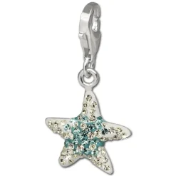 SilberDream Glitzer Charm Seestern blau Zirkonias 925 GSC307