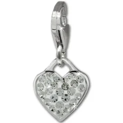 SilberDream Glitzer Charm Herz weiß Zirkonia Kristalle GSC581W