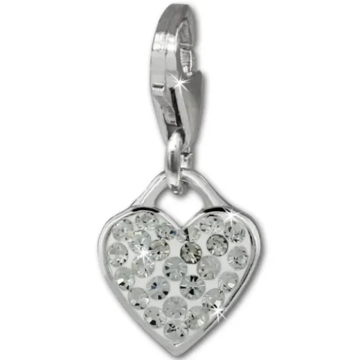 SilberDream Glitzer Charm Herz weiß Zirkonia Kristalle GSC581W