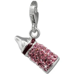 SilberDream Glitzer Charm Nuckelflasche rosa Zirkonia Kristalle GSC555A