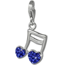 SilberDream Glitzer Charm Doppelnote Herz blau Zirkonia Kristalle GSC553B