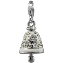 SilberDream Glitzer Charm Glocke weiß Zirkonia Kristalle GSC575W