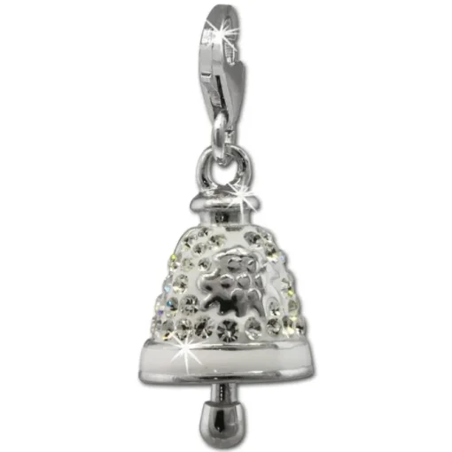 SilberDream Glitzer Charm Glocke weiß Zirkonia Kristalle GSC575W