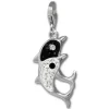 SilberDream Glitzer Charm Delfin-Paar weiß Zirkonia Kristalle GSC582W