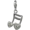 SilberDream Glitzer Charm Doppelnote Herz weiß Zirkonia Kristalle GSC553W