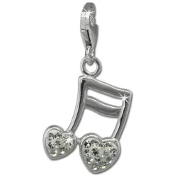SilberDream Glitzer Charm Doppelnote Herz weiß Zirkonia Kristalle GSC553W