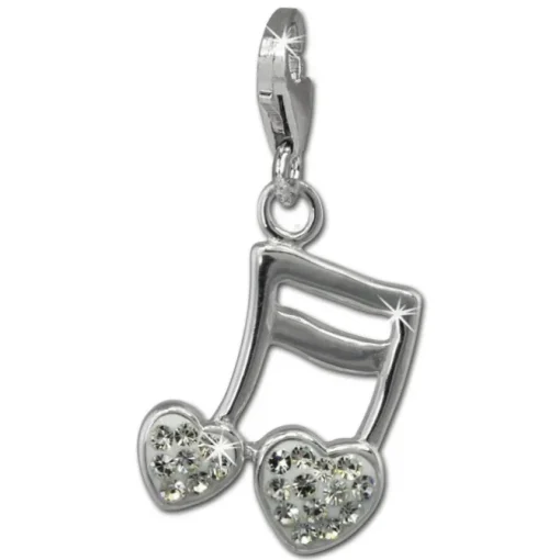 SilberDream Glitzer Charm Doppelnote Herz weiß Zirkonia Kristalle GSC553W