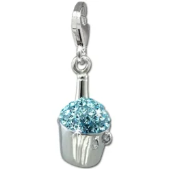 SilberDream Glitzer Charm Sektkühler hellblau Zirkonia Kristalle GSC573H