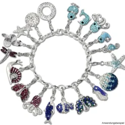 SilberDream Glitzer Charm Kugel rose/weiß Zirkonias GSC219N