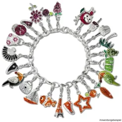 SilberDream Glitzer Charm Tasche klein weiß Zirkonia Kristalle GSC558W
