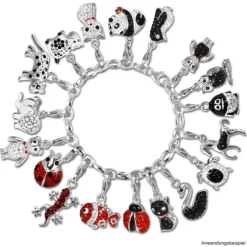 SilberDream Glitzer Charm Katze weiß Zirkonia Kristalle GSC506W