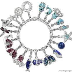 SilberDream Glitzer Charm Kugel 10mm blau Zirkonia Kristalle GSC220B