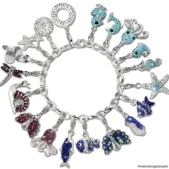SilberDream Glitzer Charm Krake lila Zirkonia Kristalle 925 GSC517V