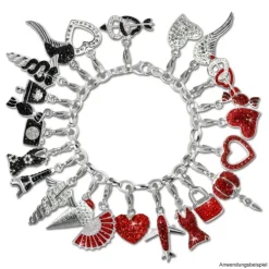 SilberDream Glitzer Charm Flugzeug rot Zirkonia Kristalle GSC561R