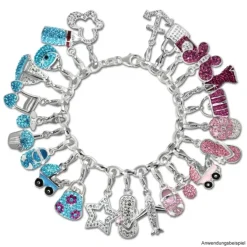 SilberDream Glitzer Charm Kinderwagen rosa Zirkonia Kristalle GSC501A